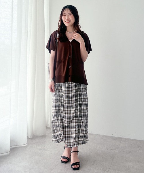 Green　Parks（グリーンパークス）の「フレンチスリーブカーディガン（カーディガン/ボレロ・レディース・杢グレー/アイボリー/ブラック/レッド/ブラウン・FREE）」の20枚目の写真