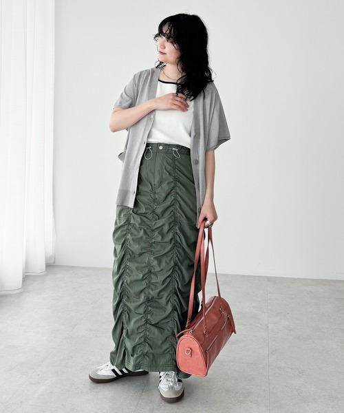 Green　Parks（グリーンパークス）の「フレンチスリーブカーディガン（カーディガン/ボレロ・レディース・杢グレー/アイボリー/ブラック/レッド/ブラウン・FREE）」の16枚目の写真