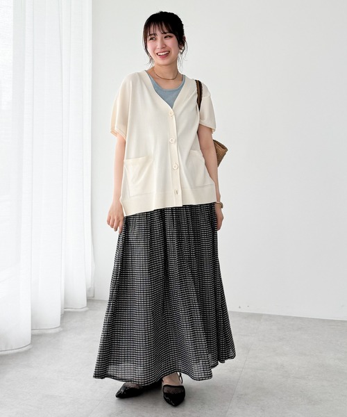 Green　Parks（グリーンパークス）の「フレンチスリーブカーディガン（カーディガン/ボレロ・レディース・杢グレー/アイボリー/ブラック/レッド/ブラウン・FREE）」の6枚目の写真