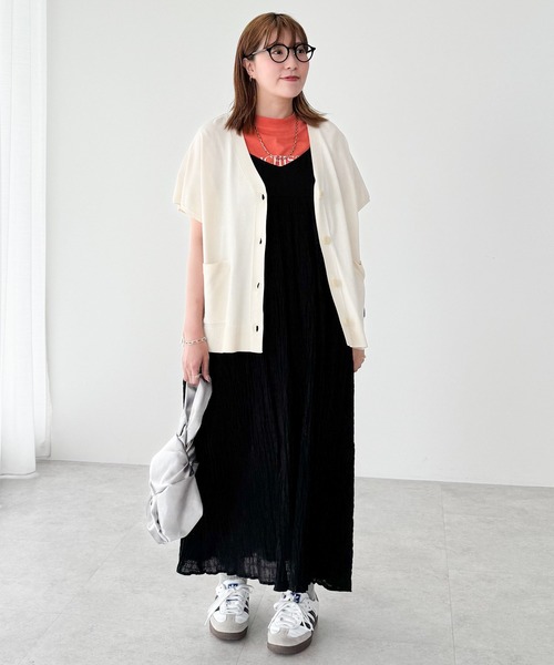 Green　Parks（グリーンパークス）の「フレンチスリーブカーディガン（カーディガン/ボレロ・レディース・杢グレー/アイボリー/ブラック/レッド/ブラウン・FREE）」の8枚目の写真