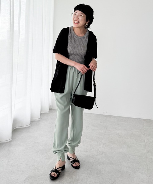 Green　Parks（グリーンパークス）の「フレンチスリーブカーディガン（カーディガン/ボレロ・レディース・杢グレー/アイボリー/ブラック/レッド/ブラウン・FREE）」の13枚目の写真