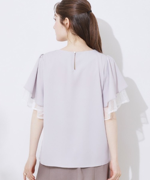 couture brooch（クチュールブローチ）の「【マシンウォッシャブル・一枚で着映える】レース重ねフレアブラウス（シャツ/ブラウス・レディース・サンドベージュ/ブラック/サックスブルー/オフホワイト・36/38/40/42）」の12枚目の写真