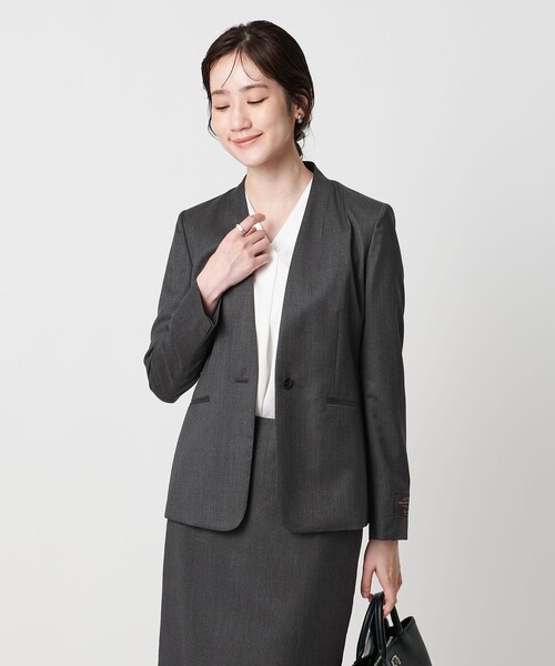 UNITED ARROWS（ユナイテッドアローズ）の「Vitale Barberis Canonico ノーラペルジャケット（ノーカラージャケット・レディース・ブラック/モカ/ダークグレー/ネイビー・34/36/40/38）」の9枚目の写真