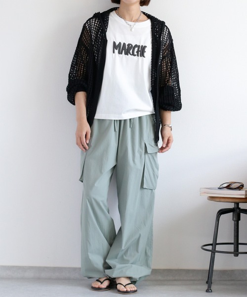 cepo(セポ)の「〈さらっと涼しい、シルキータッチ♪〉シルケットノースリーブロゴTee(Tシャツ/カットソー・レディース・ブラック/オフホワイト/ブラウン・M)」の14枚目の写真