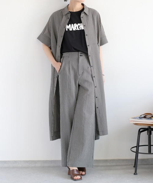 cepo(セポ)の「〈さらっと涼しい、シルキータッチ♪〉シルケットノースリーブロゴTee(Tシャツ/カットソー・レディース・ブラック/オフホワイト/ブラウン・M)」の10枚目の写真