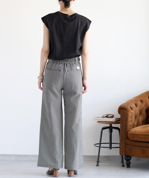 cepo(セポ)の「〈さらっと涼しい、シルキータッチ♪〉シルケットノースリーブロゴTee(Tシャツ/カットソー・レディース・ブラック/オフホワイト/ブラウン・M)」の7枚目の写真