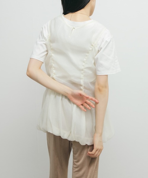 KBF（ケイビーエフ）の「ドロストバルーンスリーブレストップス（チュニック・レディース・グレー系その他/アイボリー/ブラック・ONE）」の6枚目の写真