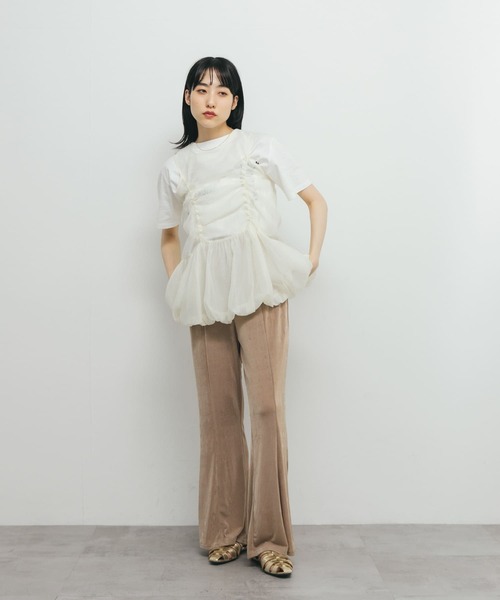 KBF（ケイビーエフ）の「ドロストバルーンスリーブレストップス（チュニック・レディース・グレー系その他/アイボリー/ブラック・ONE）」の8枚目の写真