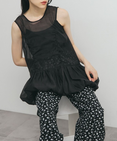 KBF（ケイビーエフ）の「ドロストバルーンスリーブレストップス（チュニック・レディース・グレー系その他/アイボリー/ブラック・ONE）」の11枚目の写真