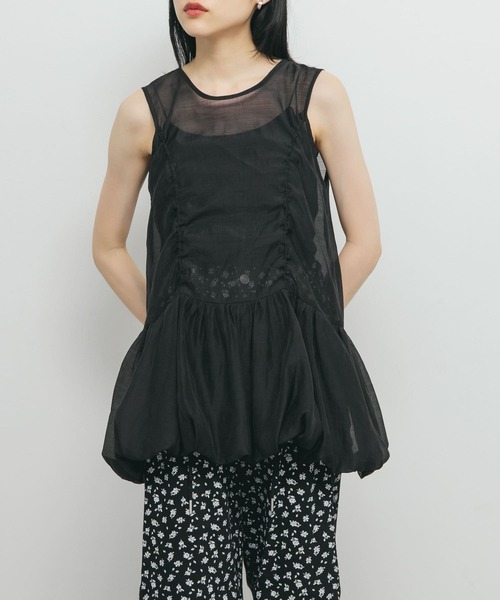 KBF（ケイビーエフ）の「ドロストバルーンスリーブレストップス（チュニック・レディース・グレー系その他/アイボリー/ブラック・ONE）」の12枚目の写真