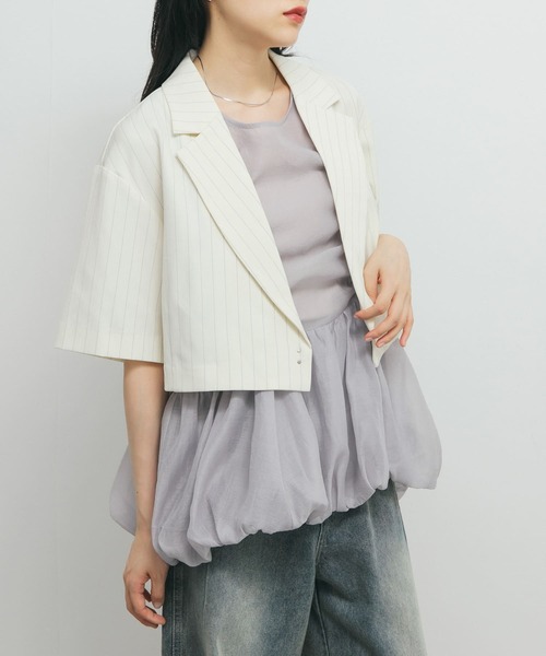 KBF（ケイビーエフ）の「ドロストバルーンスリーブレストップス（チュニック・レディース・グレー系その他/アイボリー/ブラック・ONE）」の19枚目の写真