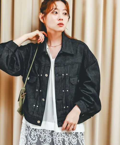 le.coeur blanc（ルクールブラン）の「ライトデニムジャケット（デニムジャケット・レディース・ブラック/ネイビー・38）」の11枚目の写真