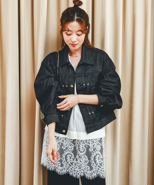 le.coeur blanc（ルクールブラン）の「ライトデニムジャケット（デニムジャケット・レディース・ブラック/ネイビー・38）」の12枚目の写真