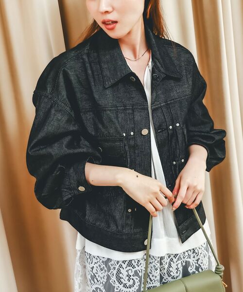 le.coeur blanc（ルクールブラン）の「ライトデニムジャケット（デニムジャケット・レディース・ブラック/ネイビー・38）」の14枚目の写真