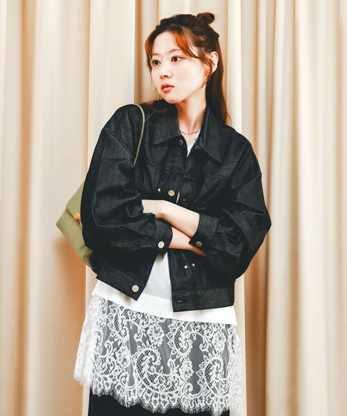 le.coeur blanc（ルクールブラン）の「ライトデニムジャケット（デニムジャケット・レディース・ブラック/ネイビー・38）」の15枚目の写真