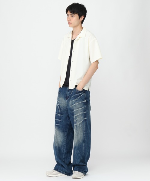 3.3 Field Trip （3.3フィールドトリップ）の「3.3 Field Trip／ルーズ楊柳シャツ（シャツ/ブラウス・メンズ・ブラック/アイボリー/ダークブルー・MEDIUM/LARGE）」の5枚目の写真