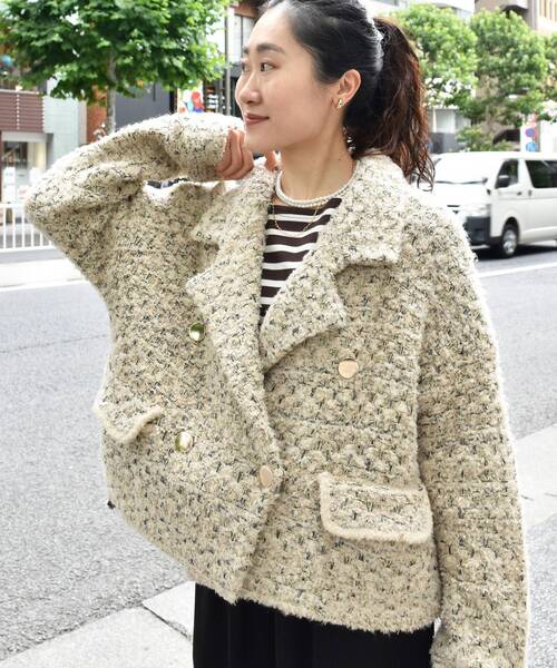 le.coeur blanc（ルクールブラン）の「《手洗い可能》TORRAZZO DONNAツイードニットPコート（ピーコート・レディース・ベージュ・38）」の7枚目の写真