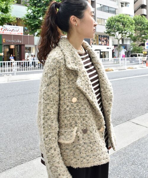 le.coeur blanc（ルクールブラン）の「《手洗い可能》TORRAZZO DONNAツイードニットPコート（ピーコート・レディース・ベージュ・38）」の12枚目の写真