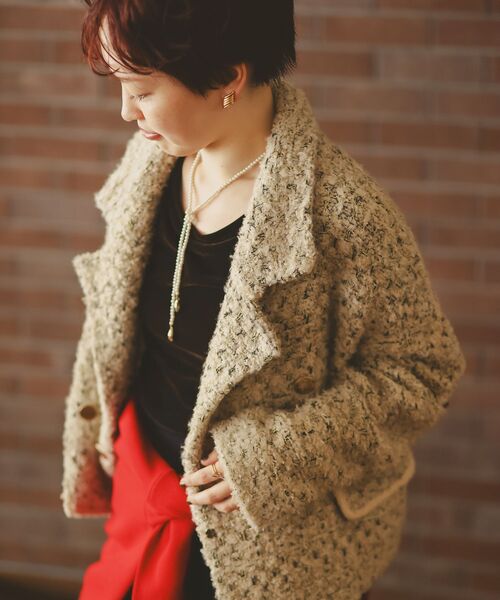 le.coeur blanc（ルクールブラン）の「《手洗い可能》TORRAZZO DONNAツイードニットPコート（ピーコート・レディース・ベージュ・38）」の20枚目の写真