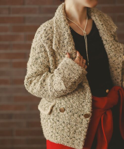 le.coeur blanc（ルクールブラン）の「《手洗い可能》TORRAZZO DONNAツイードニットPコート（ピーコート・レディース・ベージュ・38）」の21枚目の写真