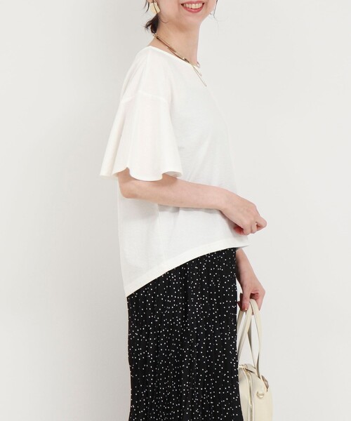 tシャツ 袖フレア麻調カットT レディース 袖フレア麻調カットT（Tシャツ/カットソー）｜fredy couleur