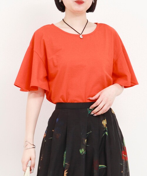 tシャツ 袖フレア麻調カットT レディース 袖フレア麻調カットT（Tシャツ/カットソー）｜fredy couleur