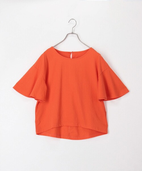 tシャツ 袖フレア麻調カットT レディース fredy couleur tシャツ 5分袖フレア麻調カットT レディース