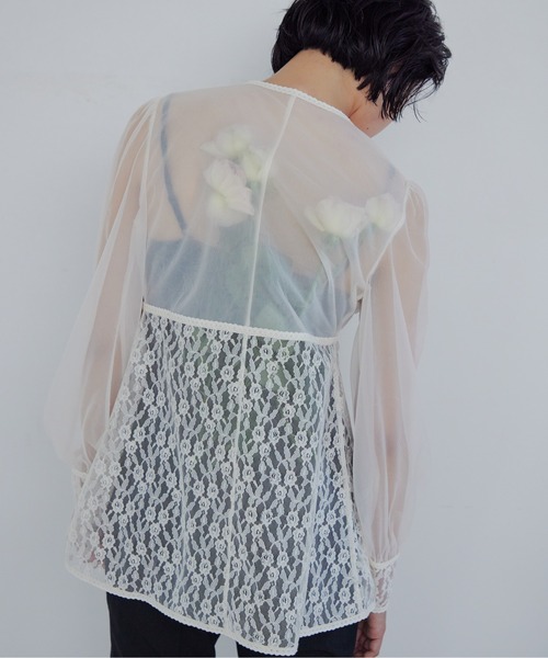 etre loin(エトルワン)の「Rose sheer blouse(シャツ/ブラウス・レディース・グレー/アイボリー/ブラック・M)」の5枚目の写真