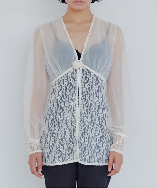 etre loin(エトルワン)の「Rose sheer blouse(シャツ/ブラウス・レディース・グレー/アイボリー/ブラック・M)」の7枚目の写真