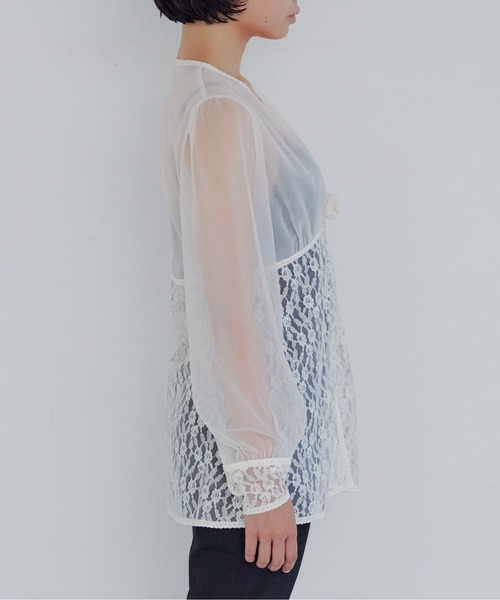 etre loin(エトルワン)の「Rose sheer blouse(シャツ/ブラウス・レディース・グレー/アイボリー/ブラック・M)」の8枚目の写真