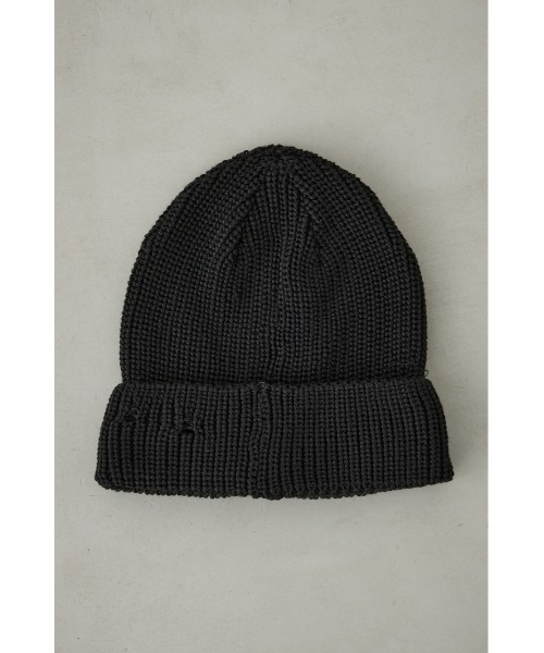 AZUL by moussy(アズールバイマウジー)の「ダメージニットキャップ(ニットキャップ/ビーニー・メンズ・チャコールグレー/カーキ/ブラック・FREE)」の6枚目の写真
