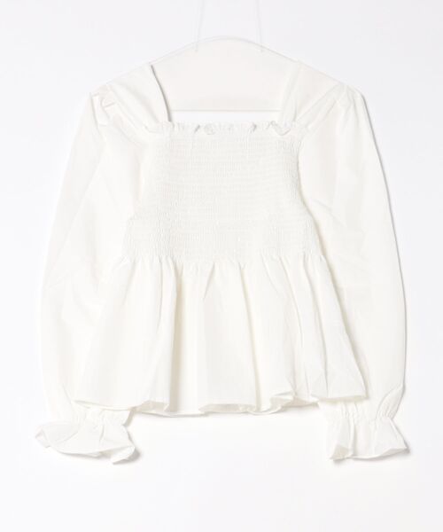 i-dare（アイディア）の「【i-dare】スクエアネック ギャザー  長袖 ブラウス（シャツ/ブラウス・レディース・ホワイト/アイボリー・SMALL/X-LARGE/MEDIUM/LARGE）」の3枚目の写真