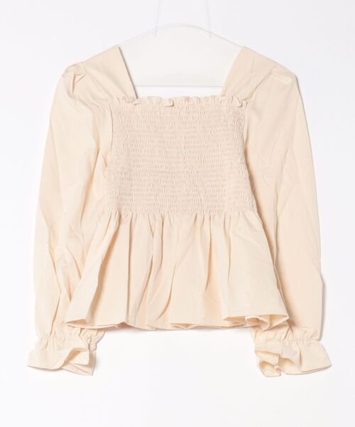 i-dare（アイディア）の「【i-dare】スクエアネック ギャザー  長袖 ブラウス（シャツ/ブラウス・レディース・ホワイト/アイボリー・SMALL/X-LARGE/MEDIUM/LARGE）」の4枚目の写真