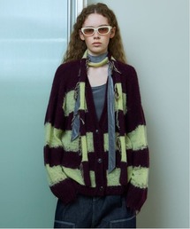 MAISON SPECIAL(]XyV)Scarf Combination Striped Cardigan/}t[Rr{[_[J[fBK(J[fBK/{)
