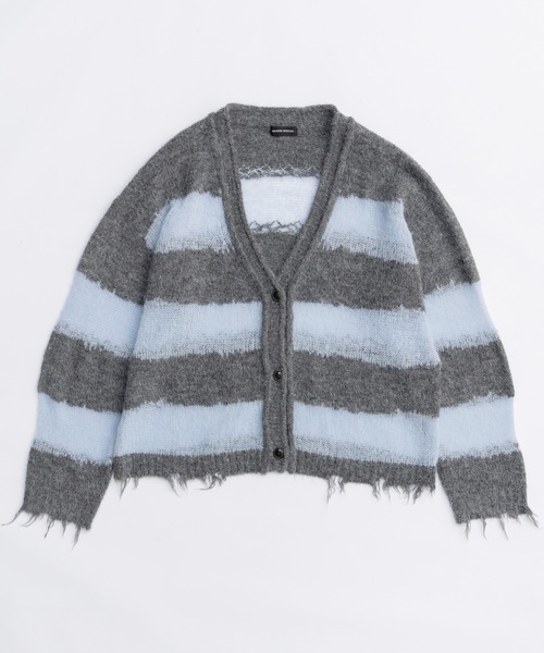 MAISON SPECIAL（メゾンスペシャル）の「Scarf Combination Striped Cardigan/マフラーコンビボーダーカーディガン（カーディガン/ボレロ・レディース・ボルドー/グレー/グリーン/ブラック・FREE）」の5枚目の写真