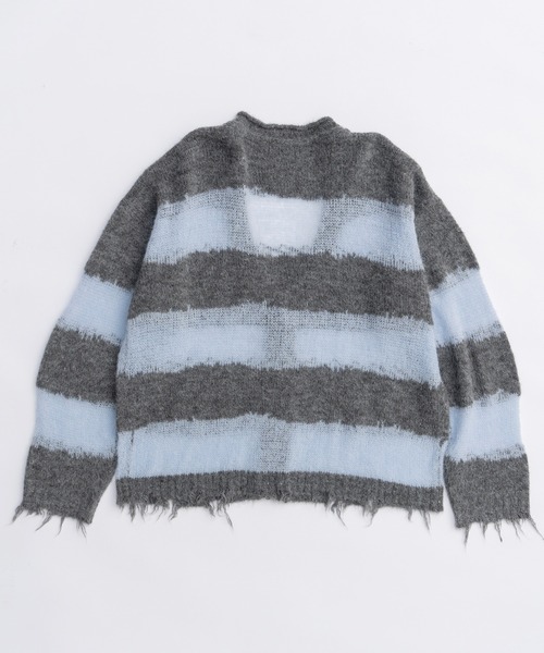 MAISON SPECIAL（メゾンスペシャル）の「Scarf Combination Striped Cardigan/マフラーコンビボーダーカーディガン（カーディガン/ボレロ・レディース・ボルドー/グレー/グリーン/ブラック・FREE）」の8枚目の写真
