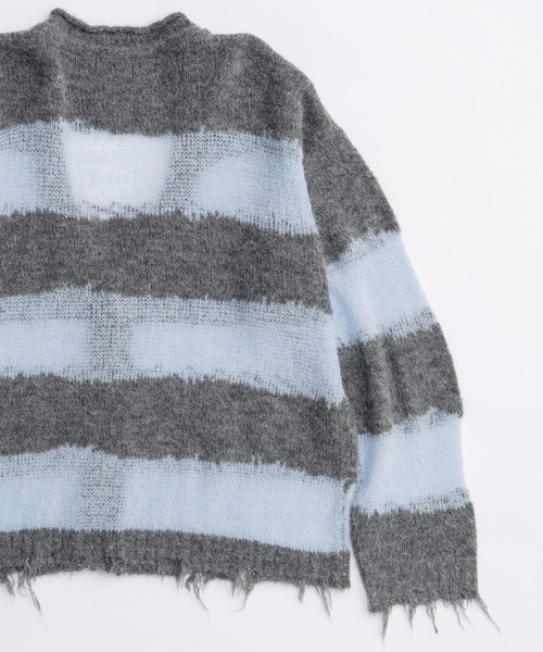 Maison Special メゾンスペシャル モヘアカーディガン　ゼブラ柄 25AW PRE-ORDER】Scarf Combination Striped Cardigan/マフラー