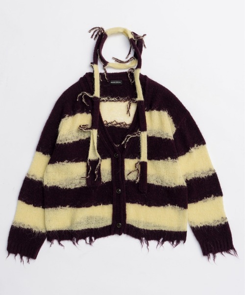 25AW PRE-ORDER】Scarf Combination Striped Cardigan/マフラー