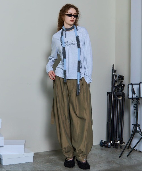 MAISON SPECIAL（メゾンスペシャル）の「Scarf Combination Striped Cardigan/マフラーコンビボーダーカーディガン（カーディガン/ボレロ・レディース・ボルドー/グレー/グリーン/ブラック・FREE）」の15枚目の写真