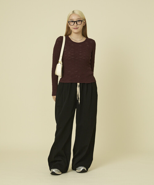 FREAK'S STORE(フリークスストア)の「スラブリブ バレエネックニット/シアー リブニット(ニット/セーター・レディース・レモンイエロー/ブルーグリーン/ブラウン・フリ-)」の8枚目の写真