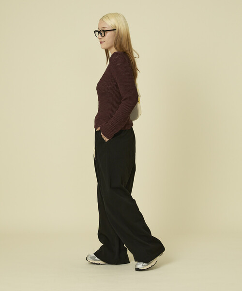 FREAK'S STORE(フリークスストア)の「スラブリブ バレエネックニット/シアー リブニット(ニット/セーター・レディース・レモンイエロー/ブルーグリーン/ブラウン・フリ-)」の9枚目の写真