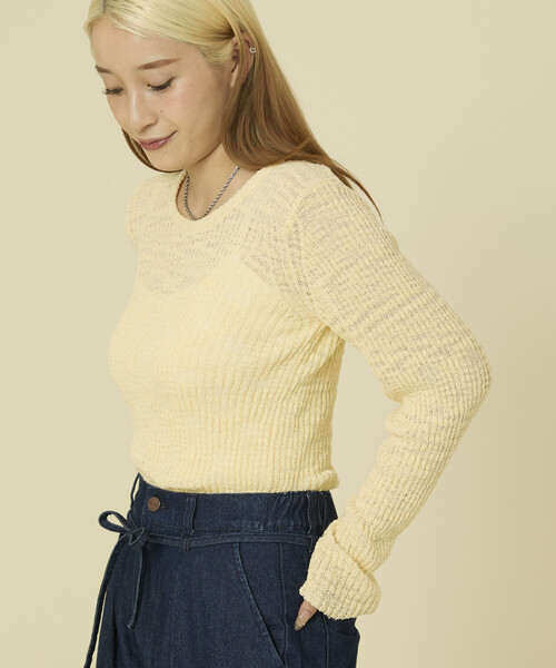 FREAK'S STORE(フリークスストア)の「スラブリブ バレエネックニット/シアー リブニット(ニット/セーター・レディース・レモンイエロー/ブルーグリーン/ブラウン・フリ-)」の21枚目の写真