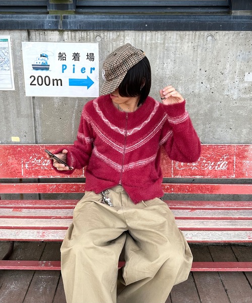 MandO（Auntie Rosa）（エムオー）の「ノルディック柄ジップアップニット（ニット/セーター・メンズ・オフホワイト/ネイビー/レッド・MEDIUM/LARGE）」の3枚目の写真