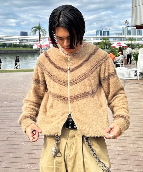 MandO（Auntie Rosa）（エムオー）の「ノルディック柄ジップアップニット（ニット/セーター・メンズ・オフホワイト/ネイビー/レッド・MEDIUM/LARGE）」の2枚目の写真