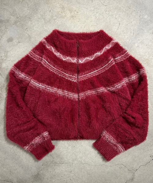 MandO（Auntie Rosa）（エムオー）の「ノルディック柄ジップアップニット（ニット/セーター・メンズ・オフホワイト/ネイビー/レッド・MEDIUM/LARGE）」の7枚目の写真