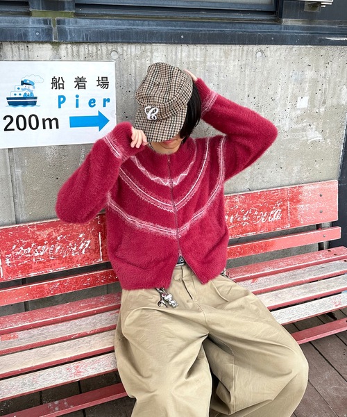 MandO（Auntie Rosa）（エムオー）の「ノルディック柄ジップアップニット（ニット/セーター・メンズ・オフホワイト/ネイビー/レッド・MEDIUM/LARGE）」の6枚目の写真