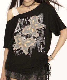 CANVAS+（キャンバスプラス）の「【CANVAS+】バタフライワンショルダーTシャツ（Tシャツ/カットソー）」