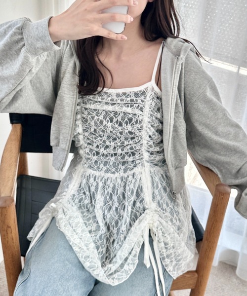 WEGO（ウィゴー）の「WEGO/ドロストデザインキャミワンピース（ワンピース・レディース・ブラウン/ブラック系その他2/ブルー系その他2/ブラック/ホワイト/その他1/ブラウン系その他2/ブルー系その他3・FREE）」の9枚目の写真