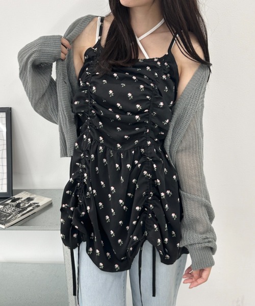 WEGO（ウィゴー）の「WEGO/ドロストデザインキャミワンピース（ワンピース・レディース・ブラウン/ブラック系その他2/ブルー系その他2/ブラック/ホワイト/その他1/ブラウン系その他2/ブルー系その他3・FREE）」の13枚目の写真