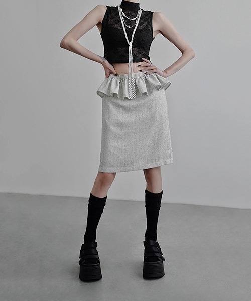 chuclla（チュクラ）の「【CHENTAITAI】フラワーメッシュ ハイネック コンパクトトップ CTW25a007（その他トップス・レディース・アイボリー/ブラック・L）」の8枚目の写真